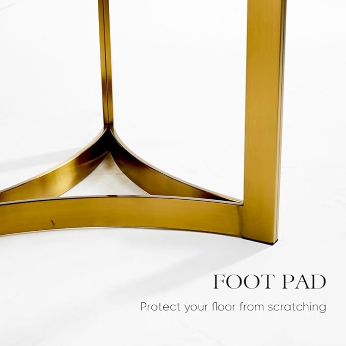 POVISON Marble Dining Table for 6, Modern Dining Room Table 63" for Kitchen & Dining Room, Black Marble Table Top with Luxury Gold Trestle Pedestal(Dining Table Only)