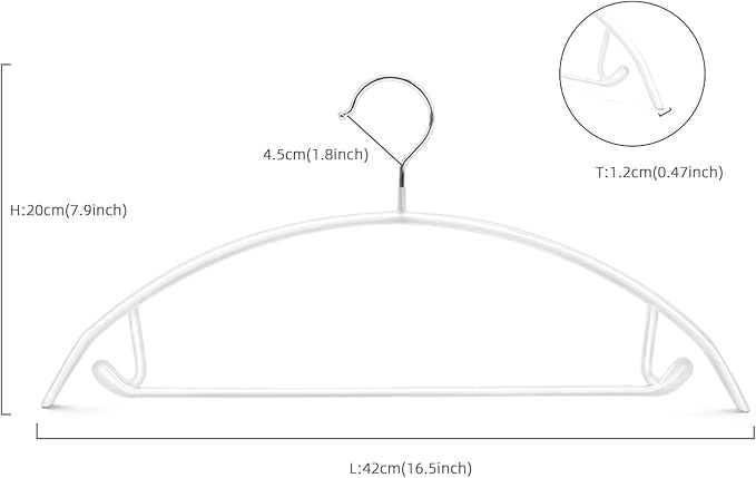 Nature Smile Non Slip PVC Coating Sweater Hangers,Dress Suit Coat Hangers,Shoulder Bump Free Golf T Shirts Clothes Hangers (White Color 20 Pack)