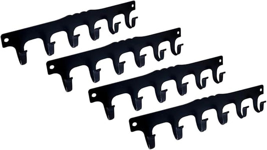 QCAA Key Hook Holder, Wall Key Hanger with Hooks for Car, Apartment, Storage, Durable Steel, 131mm x 26mm, Matte Black, Made in Taiwan, 4 Pack