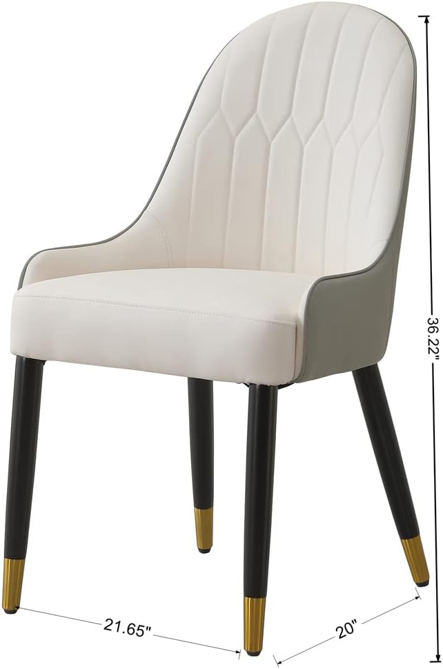 Dining Chairs Set of 2, Modern Faux Leather Dining Metal Legs for Living Kitchen Dining Room