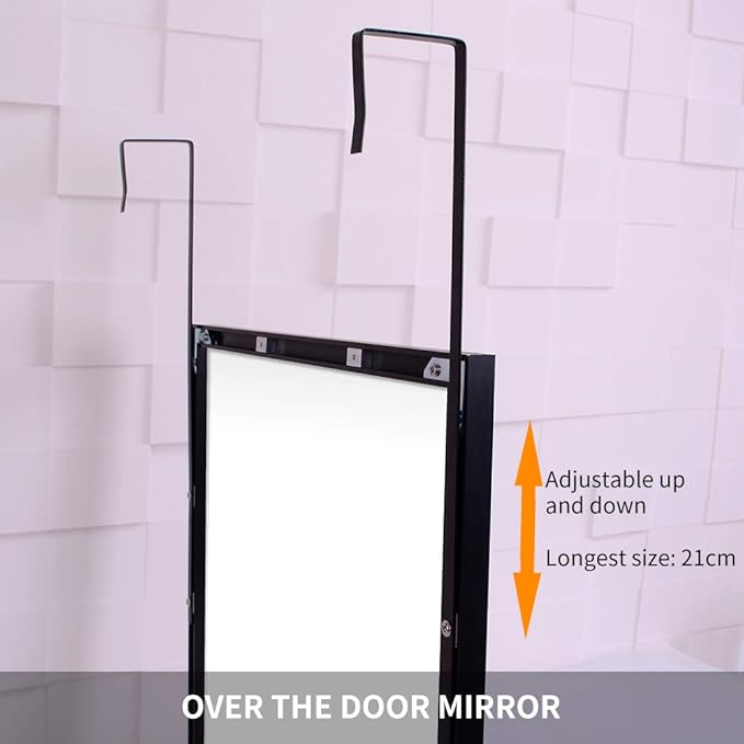 ANYHI Large Full Length Mirror, 60" x 18" Door Mirror Full Length, 2 Hooks, Over The Door or Wall Monuted, Aluminum Frame, for Bedroom Bathroom Checkroom, Black