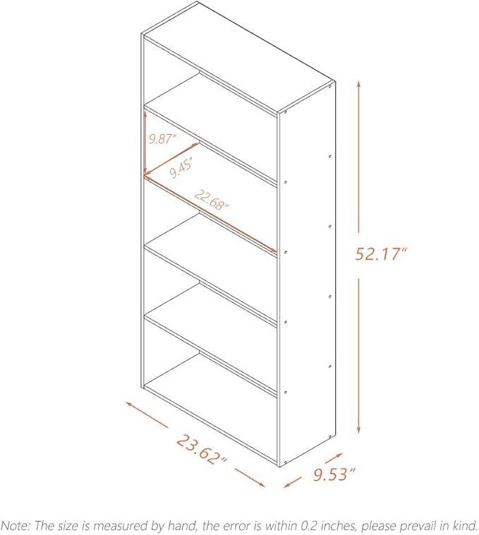 Basic Open Shelf Bookcase - 5-Tier Wooden Cube Storage Shelves Split Bookshelf, Oak