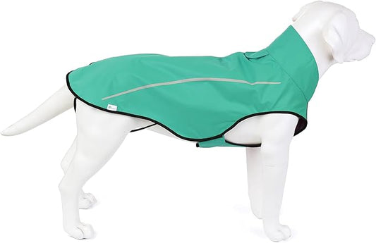 Mile High Life Dog Raincoat, Adjustable Waterproof Reflective Rain Jacket for Small Medium Large Dogs, Lightweight Breathable Pet Rain Coat with Leash Hole(Green,M Chest 26-32")