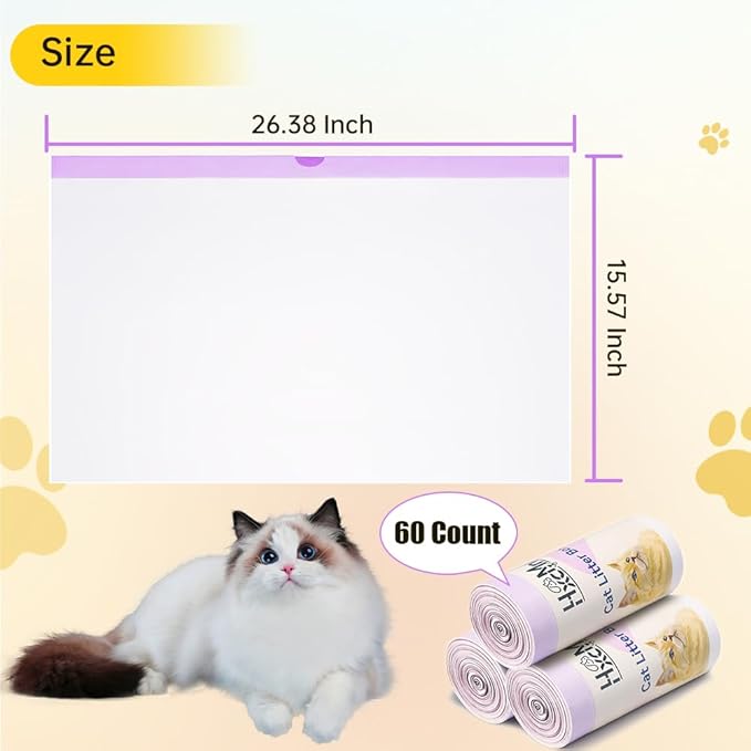 60 Count Self-Cleaning Litter Box Liners Compatible with Litter Robot 4/3, Leakproof & Odor-Control Design, 2x Thicker Material Than Standard Liners, Automatic Cat Litter Box Accessories