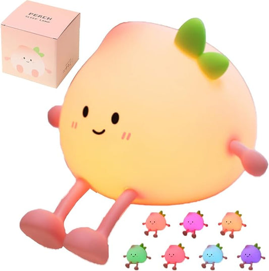 Peach Night Light for Adults Kids,Cute Silicone Dimmable Sleeping and decoration Nightlight, Rechargeable Bedside Touch Table Lamp for Breastfeeding Christmas Gifts Lover Kids Kawaii Room Decor