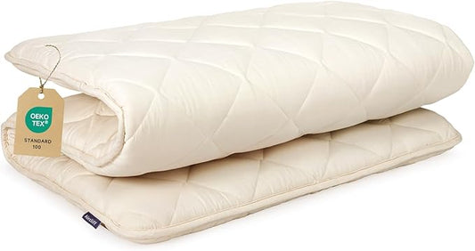 Aircliff Japanese Floor Futon Mattress, Roll Up Tatami Mat, Sleeping Pad, Shikibuton, CertiPUR-US Certified Foam Floor Bed Mattress for Sleeping, Dormitory, Guest Bed, Designed in Japan(White, Full)