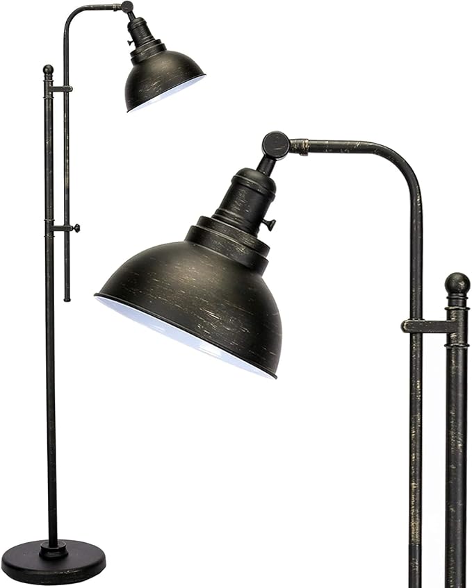 VONLUCE Floor Lamp for Living Room, 65'' Tall Industrial Floor Lamp, Adjustable Height & Head Vintage Metal Standing Reading Lamp for Bedroom, Office, Farmhouse, ETL Certificate