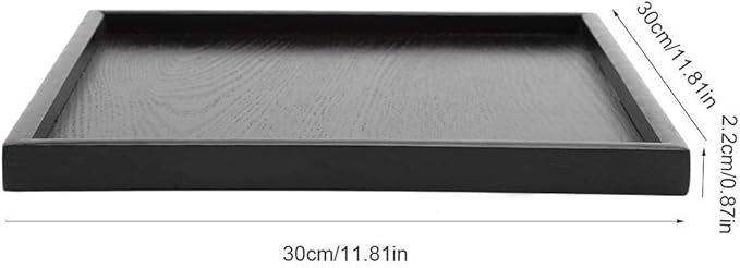 Solid Wood Serving Tray Rectangle Shape Tea Coffee Drinks Plate Snack Food Meals Breakfast Restaurant Platter Dining Tableware(12.5 x 12.5 inch)