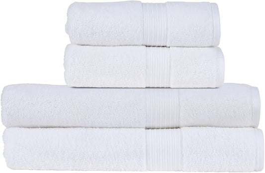 Christy Supreme Hygro 4 Piece Towel Set | White | 100% Luxury Supima Cotton | Ultra Soft | Super Absorbent | 650GSM | 2 Bath Sheets 2 Hand Towels