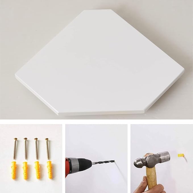 Corner Wall Shelves, Corner Floating Shelves Set of 2 Solid Oak Wood Display Shelf with Wire Hole Small Plant for Kitchen Living Room White,Oak 13.2inch