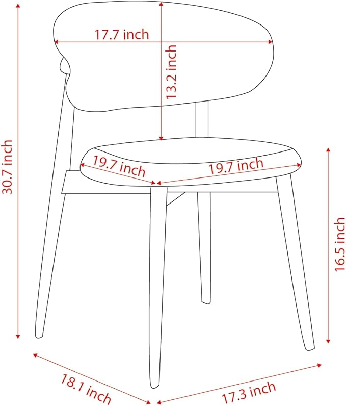 Dining Chairs Set of 2, Modern Faux Leather Dining Wood Legs for Living Kitchen Dining Room