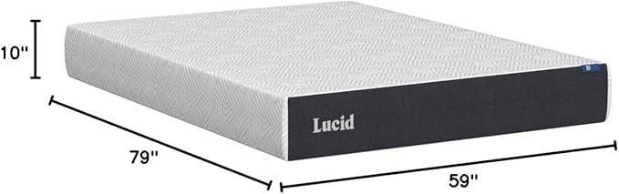 Lucid 10 Inch Memory Foam Mattress - Plush Feel - Infused with Refreshing Bamboo Charcoal and Cooling Gel - Bed in a Box - Temperature Regulating - Pressure Relief - Breathable - Queen Size
