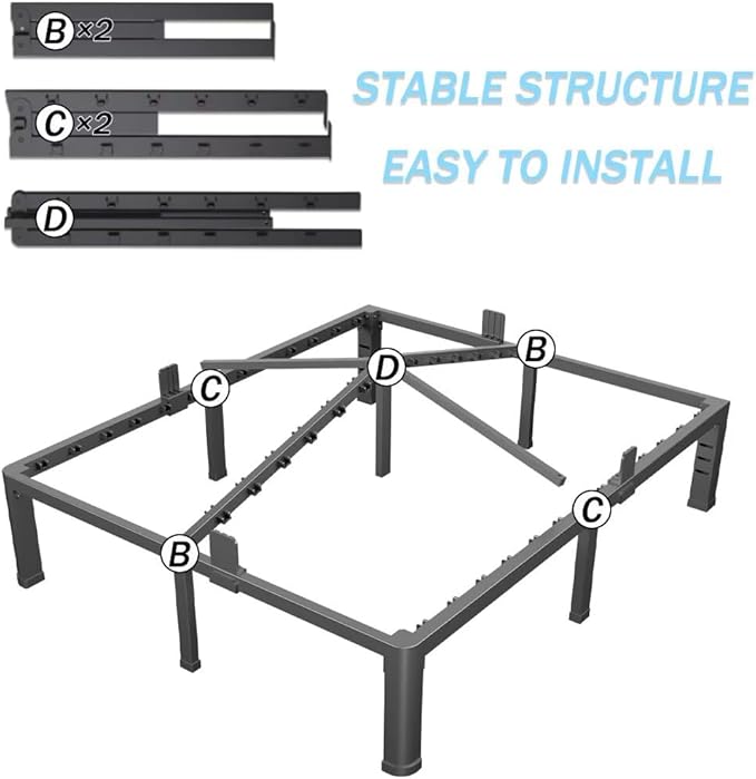FUIOBYVV 18 Inch Full Bed Frame with Rounded Corner and Headboard Hole Mattress Retainers 3500 LBS Metal Heavy Duty Steel Slats Support No Box Spring Needed Platform Noise Free Easy Assembly
