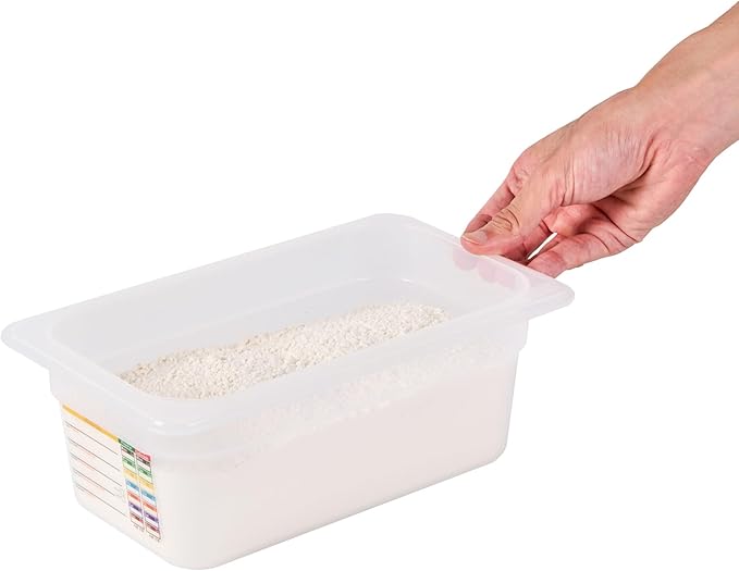 Restaurantware Food Pans Pack of 10 Plastic Rectangle Food Containers 1/4 Size with Traceability Label, Storage Containers Dishwashable Hot Cold Friendly for Restaurants Buffet Commercial Use