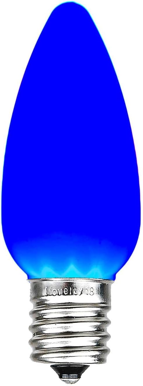 Novelty Lights 25 Feet 25 Light C9 Ceramic Style LED String Lights, Blue, Pre-Lamped Holiday Lights on Green Wire, UL Listed Indoor/Outdoor, Connectable End-to-End