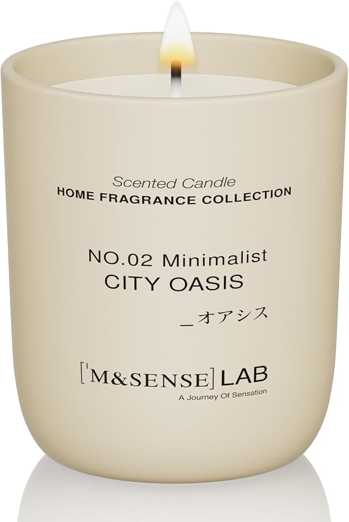 M&SENSE Natural Soy Candle| City Oasis | 5.3 oz | Minimalist Christmas Scented Candle for Relaxation, Gifting, Home Décor | for Bedroom, Office, Party Small