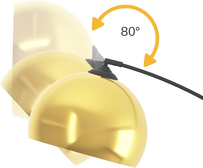 GETINLIGHT Inlight 66" Modern Antique Brass Arc Floor Lamp with Inner Gold Metal Shade and Black Marble Base, Bulb Not Included, IN-0806-1-AG