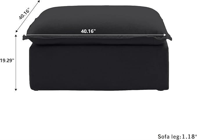 WJShome Modern Ottoman, Modular Sectional Sofa, Minimalist Wide Deep Seat Couches for Living Room Apartment Lounge Bedroom (Black)