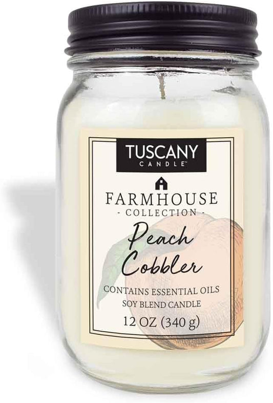 Tuscany Candle Peach Cobbler: Peaches & Brown Sugar Scented Candle, 12 oz – Farmhouse Collection