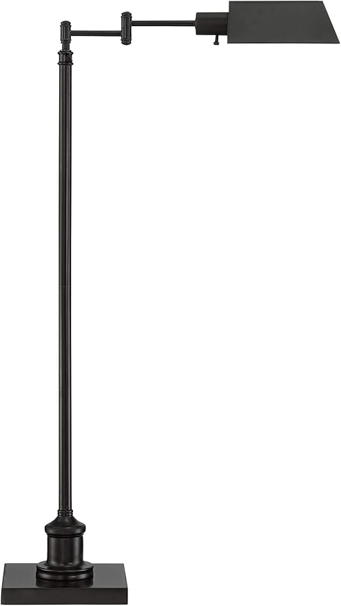 Regency Hill Jenson Traditional Farmhouse Adjustable Pharmacy Floor Lamp Standing Base Swing Arm 54" Tall Dark Bronze Metal Bright Downward Light for Living Room Reading House Bedroom