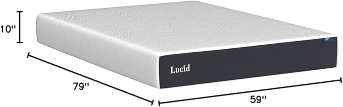 Lucid 10 Inch Memory Foam Mattress - Firm Feel - Infused with Refreshing Bamboo Charcoal and Cooling Gel - Bed in a Box - Temperature Regulating - Pressure Relief - Breathable - Queen Size