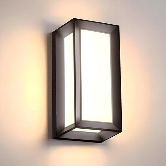 wowlite Outdoor Lights for House LED, 12W Modern Porch Light 3000K 4000K 6500K 3 Colors Changeable, Aluminum Outdoor Light Fixture Wall Mount, Exterior Lighting Fixtures for Garage Garden Patio