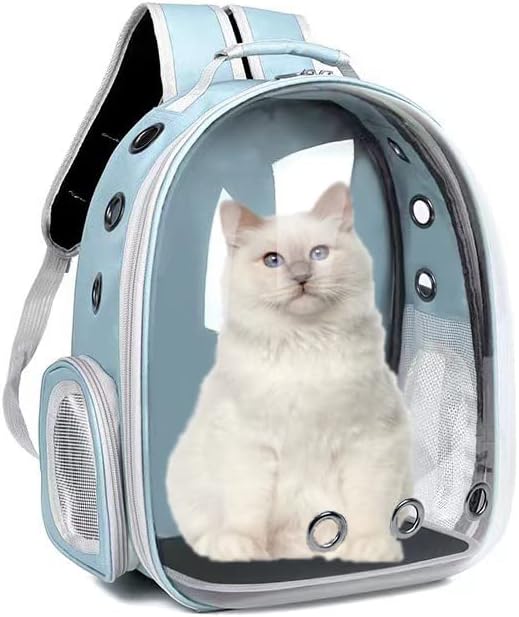 Animal Carrier Backpacks,Transparent Space Capsule Bubble Pet Backpack Bag for Small Dogs Cats Airline Approved Travel Carrier (Light Blue)