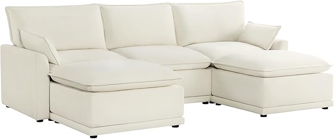CHITA 113" Oversized Cloud Couch, Modern Modular Sectional Sofa Set for Living Room, 5 Seater U Shaped Sectional Couch, Cream