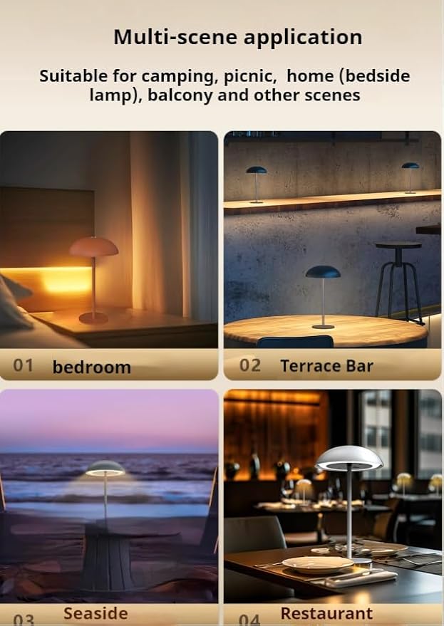 Multi-Scene LED Table lamp with Touch dimming and USB-C Charging. Delivers 6-8 Hours at max Brightness. Easy to Install and Carry. Suitable for The Outdoors, Dining Room, Bedroom, etc.