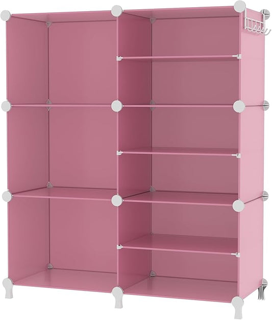AWTATOS Closet Organizer 6 Cube Storage Shelves Portable Closet Clothes Organizers and Storage Stackable Cubby Shelving for Closet Bedroom Living Room Pink