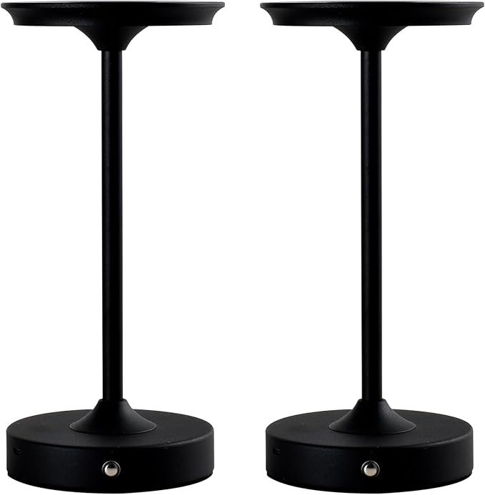 2 Pack Rechargeable Table Lamp, LED Cordless Table Lamp, 5000mAh Battery Operated Portable Table Light,Dimming for Restaurant/Patio/Outdoor(Black)