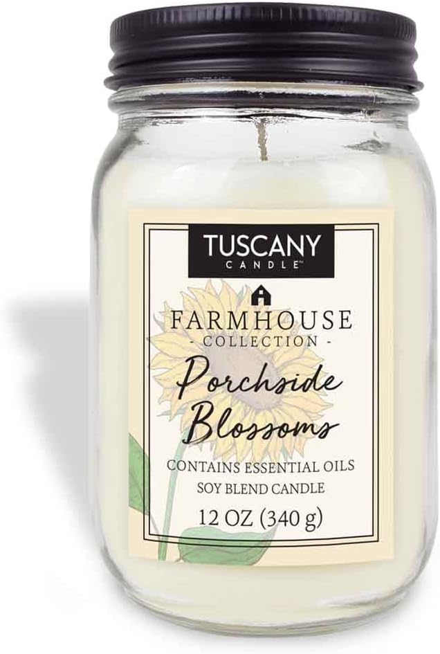 Tuscany Candle Porchside Blossoms: Florals & Linen Scented Candle, 12 oz – Farmhouse Collection
