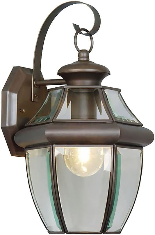 Livex Lighting 2151-07 Monterey 1 Light Outdoor Bronze Finish Solid Brass Wall Lantern with Clear Beveled Glass