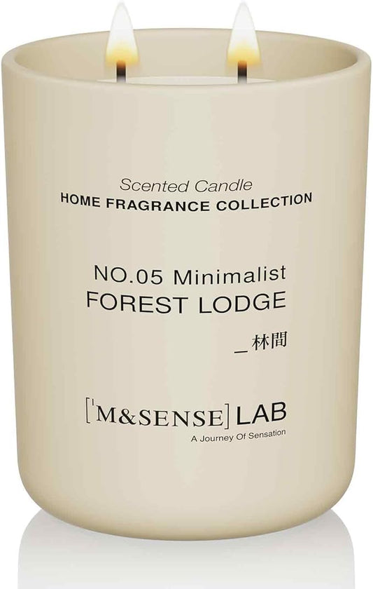 M&SENSE Natural Soy Candle| Forest Lodge | 16.6 oz, 95H Burn | Minimalist Christmas Scented Candle for Relaxation, Gifting, Home Décor | for Bedroom, Office, Party Large