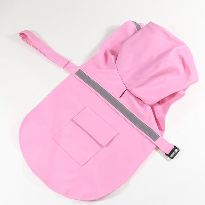 HAPEE Dog Raincoats with Reflective Strip Hoodie,Poncho Jacket for Large Dogs (D4-Pink, 24B (Back Length 24"))