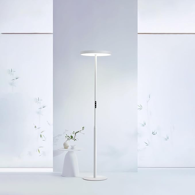Floor Lamp Modern - Motion Sensor, Standing Light for Bedroom, Living Room & Office - Double-Sided Illumination, 36000+h Lifetime, 7200LM, 4000K, White Floor Lamp, Natural Daylight