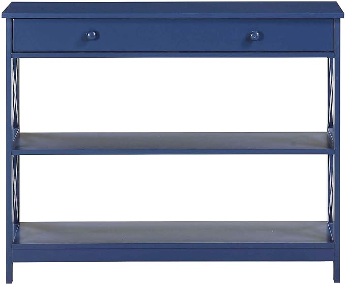 Convenience Concepts Oxford 1 Drawer Console Table with Shelves, Cobalt Blue