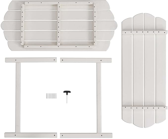 2 Tier Patio Table-White Outdoor Coffee Table Adirondack Balcony Table for Garden Pool
