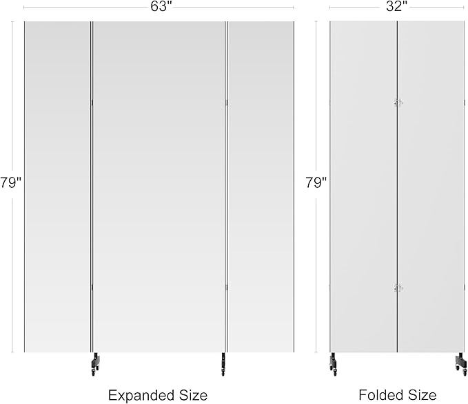 brisafe Full Length Mirror with 360° Wheels, 63"x79" Foldable Floor Mirror with Nano-Tech Shatterproof Film - Ultra-Large Mobile Mirror for Home Gym, Dance Studio & Commercial Spaces (Black)