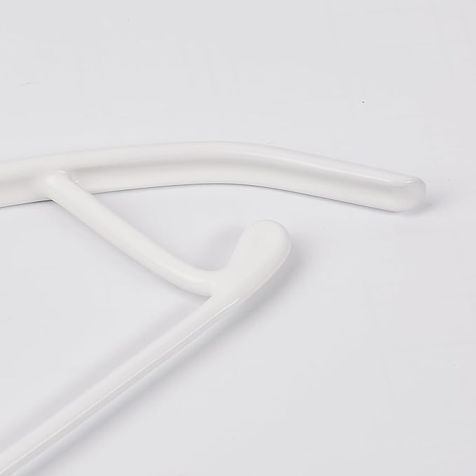 Non-Slip Rubber Coated Metal Hangers No Shoulder Bump, Set of 5/10 Heavy Duty Contour Sweater Hangers for Shirts Coats Dresses or Suits, Rust-Free Closet Clothes Organizer, 16.5”, White