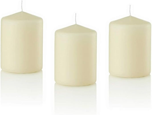 D'light Online 3 X 4 Inch Pillar Candles Set of 12 Bulk Event Pack Premium Wax Round Unscented Ivory Pillar Candles Wax for Wedding, Spa, Party, Birthday, Holiday, Bath, Home Decor (3x4 - Ivory)