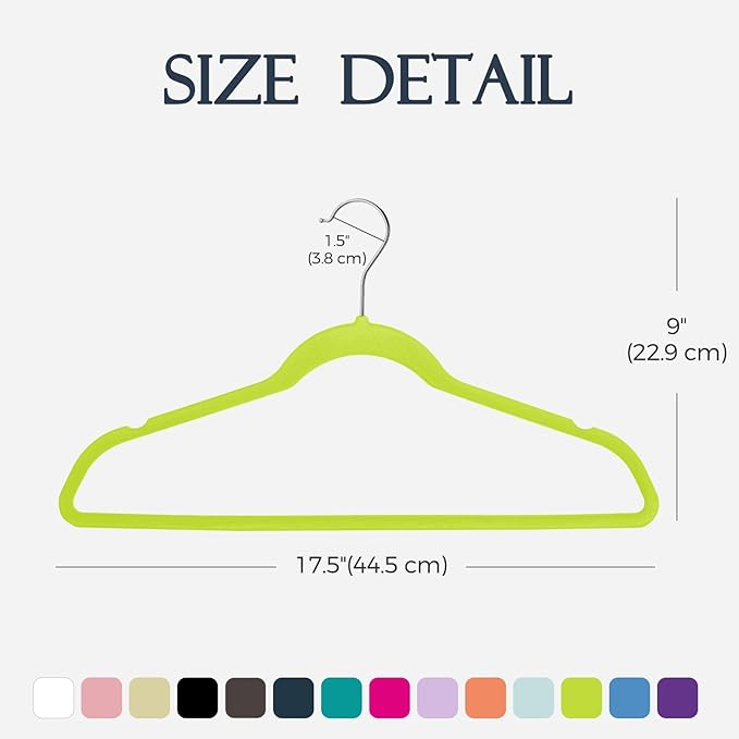 HOUSE DAY Vibrant Green Velvet Hangers 60 Pack, Non Slip Clothes Felt Hanger Heavy Duty for Coat, Premium Slim Space Saving Suit Hangers for Closet Organizer, 360° Rotating Silver Hook