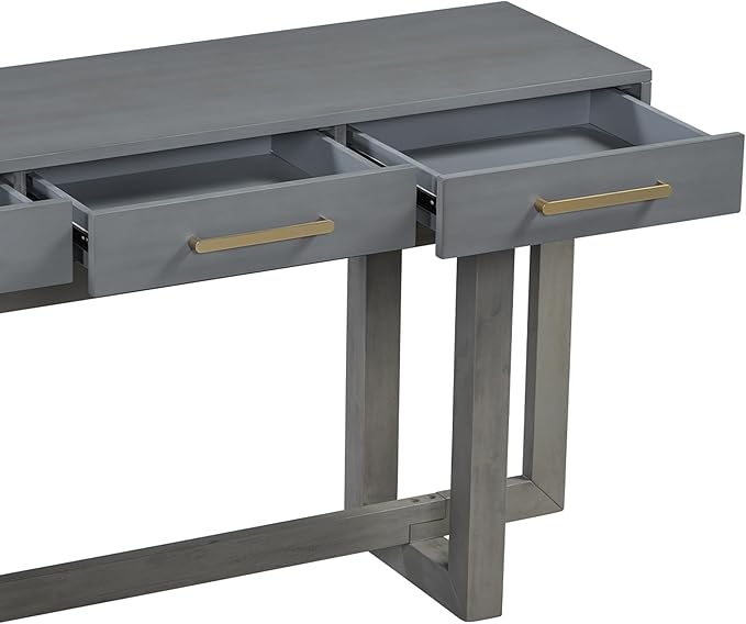 Contemporary Modern Entryway Console Table 57-Inch Extra Long Entry Sofa Table with Storage Drawers for Living Room Hallway, Antique Gray