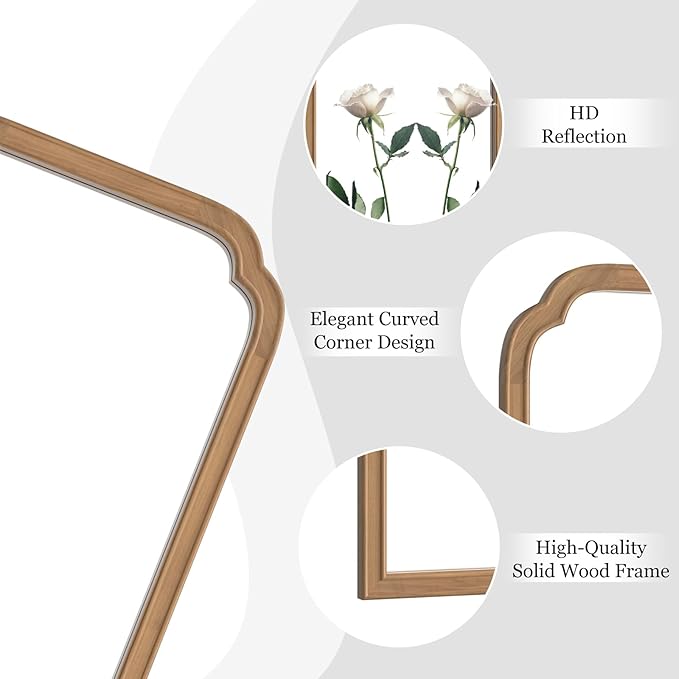 HOMECOOKIN Wood Bathroom Mirrors for Wall Mounted, 20" x 30" Rustic Wood Frame Wall Mirrors Decorative for Living Room or Bedroom Vanity Mirror (DH) B