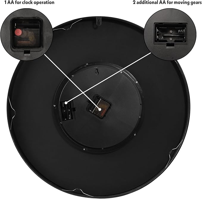 October Elf Large Real Moving Gears Wall Clock 24 Inch Vintage Industrial Steampunk Large Big Metal Wall Clock for Living Room Decor (24 Inch Roman Antique Brass Brown)