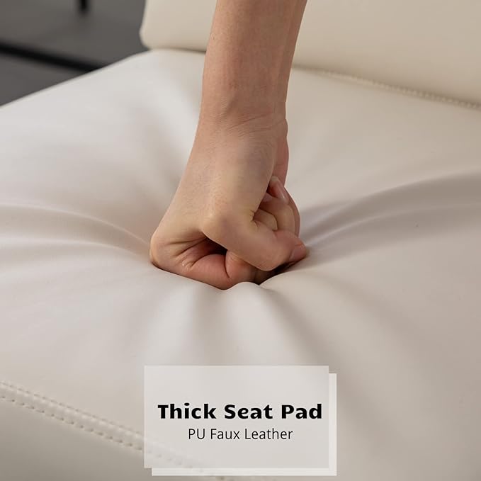 HEAH-YO Modern Dining Chairs Set of 4, PU Leather Upholstered Dining Chairs with Backrests, Armless Dining Room Chairs for Kitchen, Beige