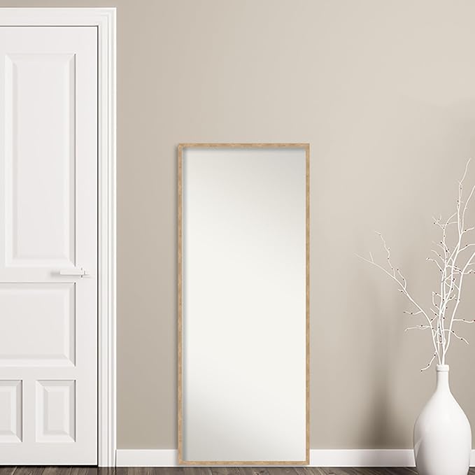 Amanti Art Bronze Full Length Mirror, 61x25 Imprint Light Bronze Tall Free Standing Body Wall Mirror Full Length for Dressing, Modern Wood Frame, Lean on Floor or Hang, Wall Decor