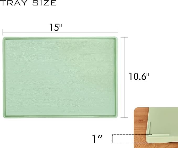 Green Serving Tray (15 x 10.6 inch), Laegr Tray for Serving Accessory, Spa, Coffee, Drinks, Tea, Bar, Party, Seasoning, Perfume and Display Use.