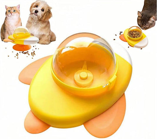 Automatic Cat Feeder, Interactive Pet Feeder, Slow Feed Puzzle Toy, Rocket Design, Non Slip Base, Dog Feeder for Home, Training, Travel, Enjoy Slow Feeding Fun