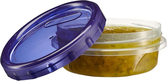 PLASTICPRO 6 Pack Twist Cap Food Storage Containers with Blue Screw on Lid- 8 oz Reusable Meal Prep Containers - Freezer and Microwave Safe Blue Plastic Food Storage